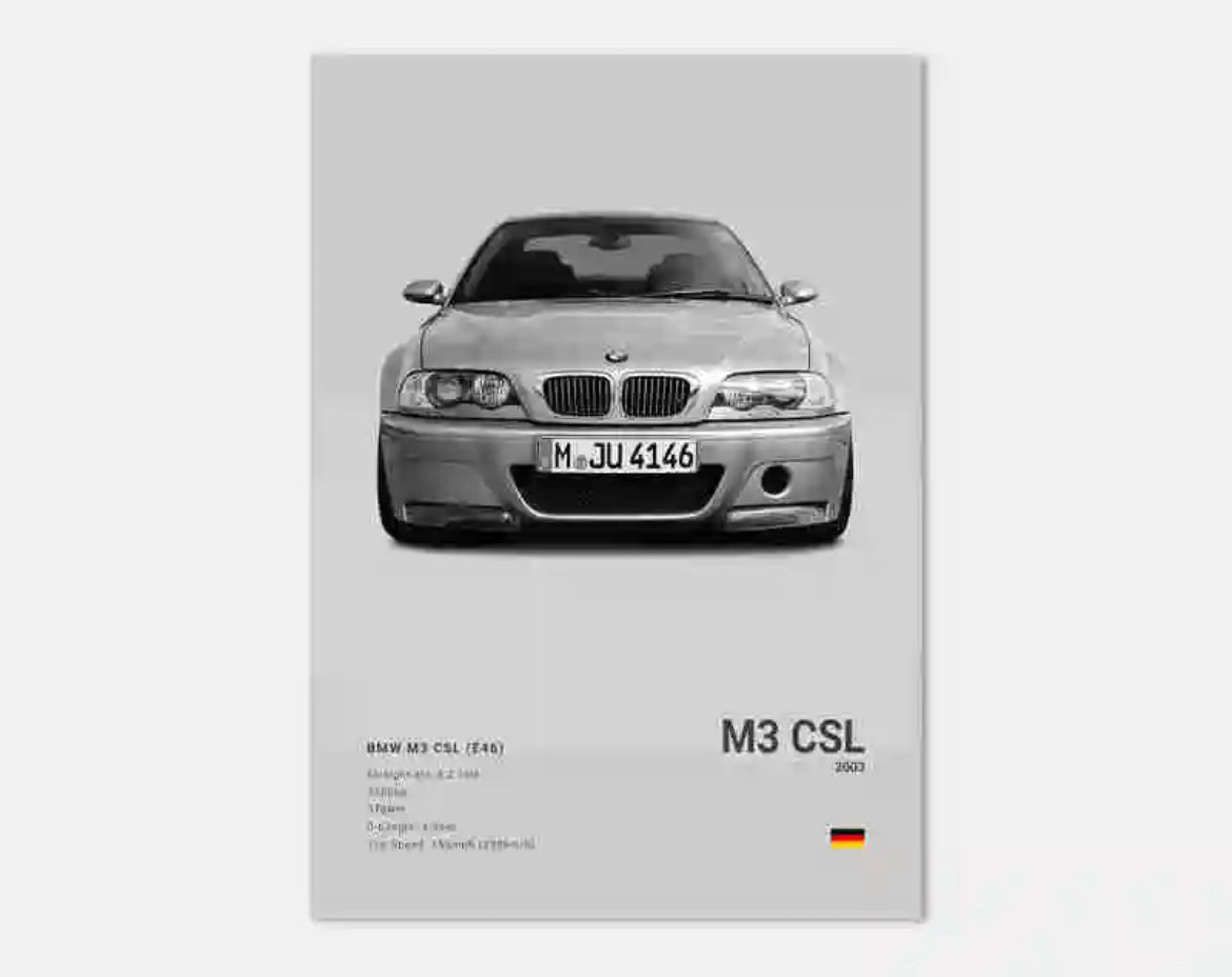 Poster Poster BMW M3 CSL (E46) - 0
